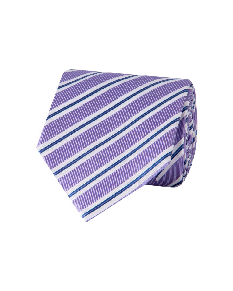 Giorgio Cosani Lavender Regimental Stripe Silk Tie