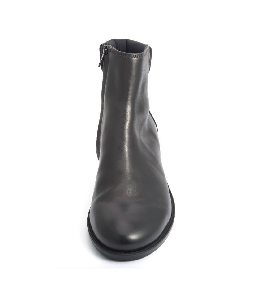 Armani Leather Zippered Chelsea Black Boot