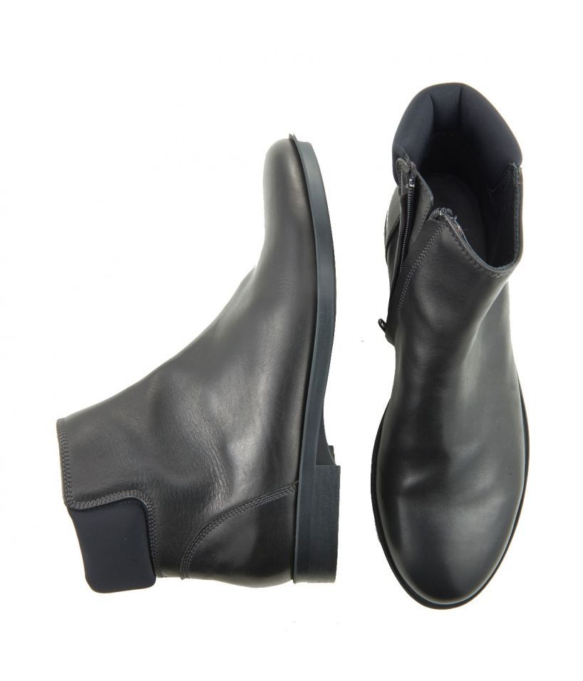 Armani Leather Zippered Chelsea Black Boot