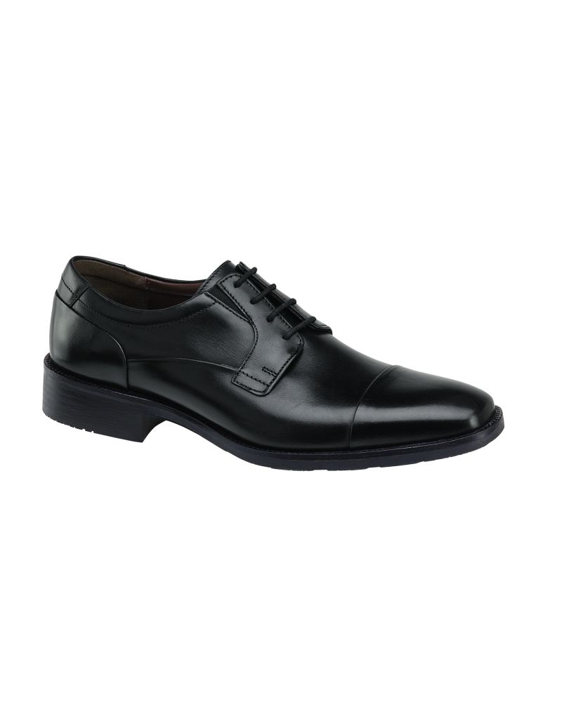 Johnston & Murphy Black Leather Oxford Lancaster Cap Toe Dress Shoe