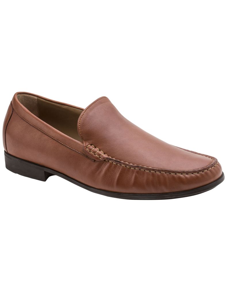 Johnston & Murphy Cognac Leather Cresswell Venetian Moc Toe Slip-On Dress Shoe