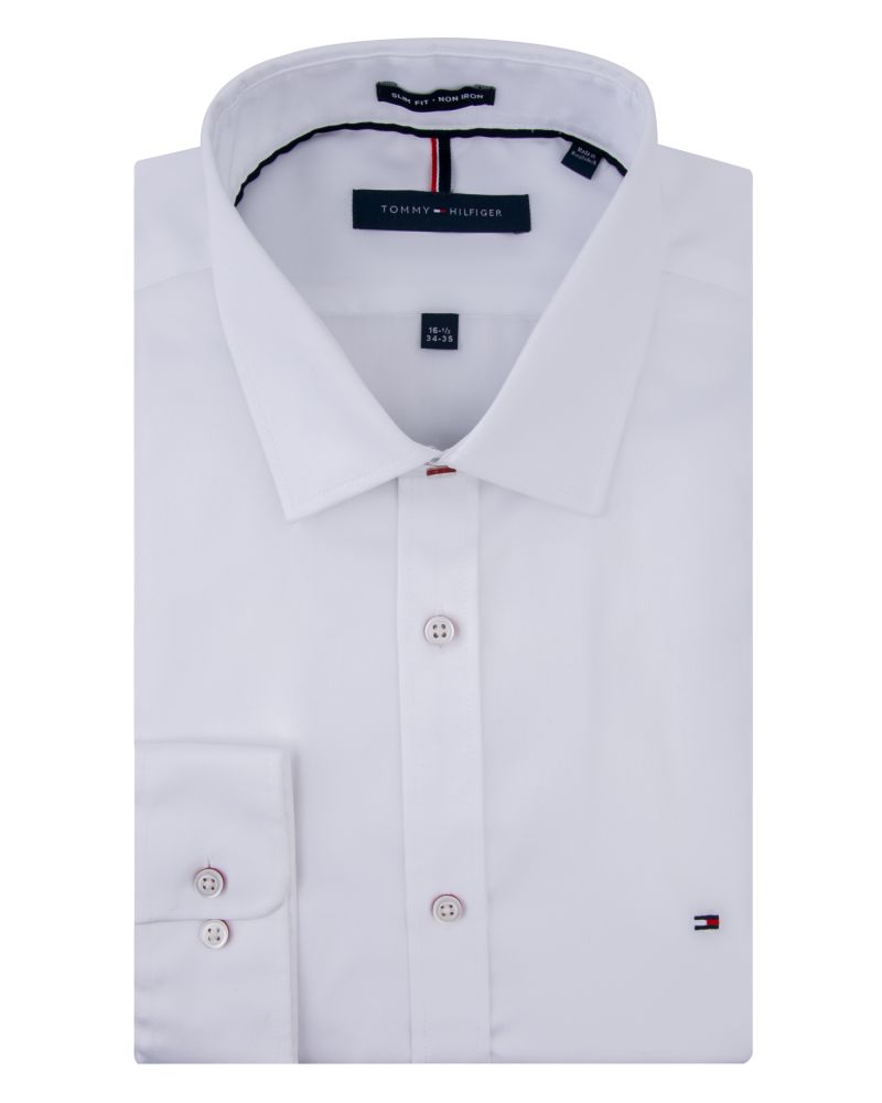Tommy Hilfiger Slim Fit Pinpoint White Dress Shirt