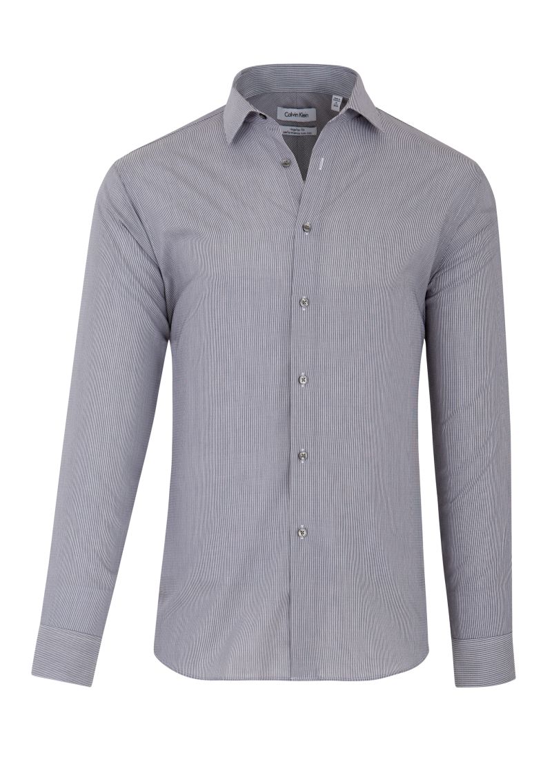 Calvin Klein Classic Fit Pin Stripe Greystone Dress Shirt