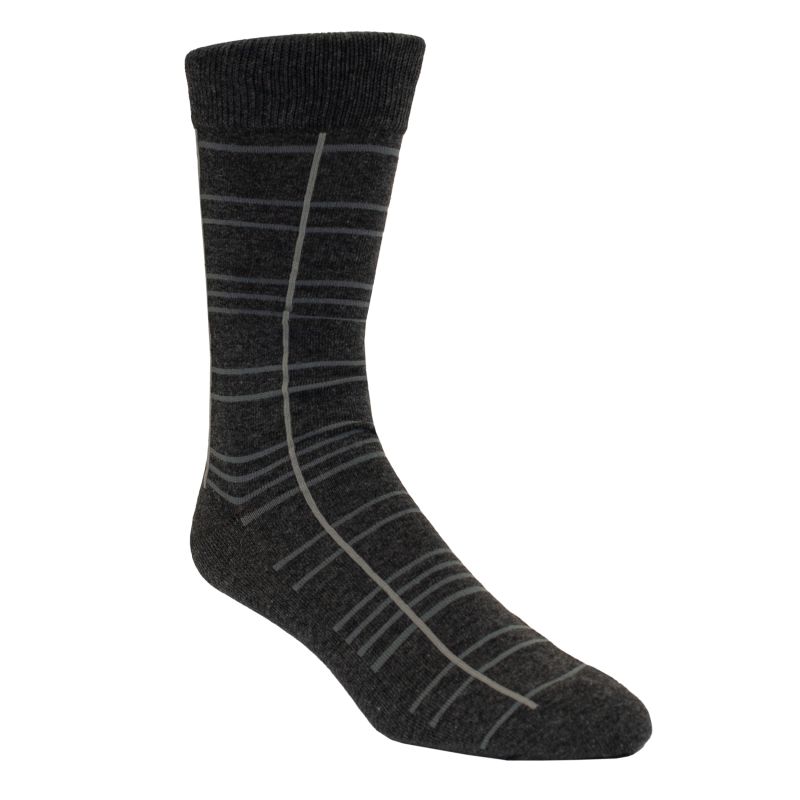 Hollywood Suit Charcoal Tonal Lines Cotton Blend Sock