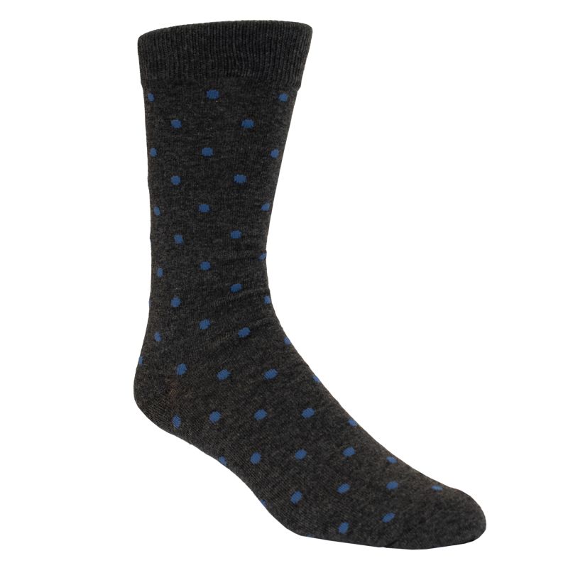 Hollywood Suit Charcoal & Blue Dotted Cotton Blend Sock