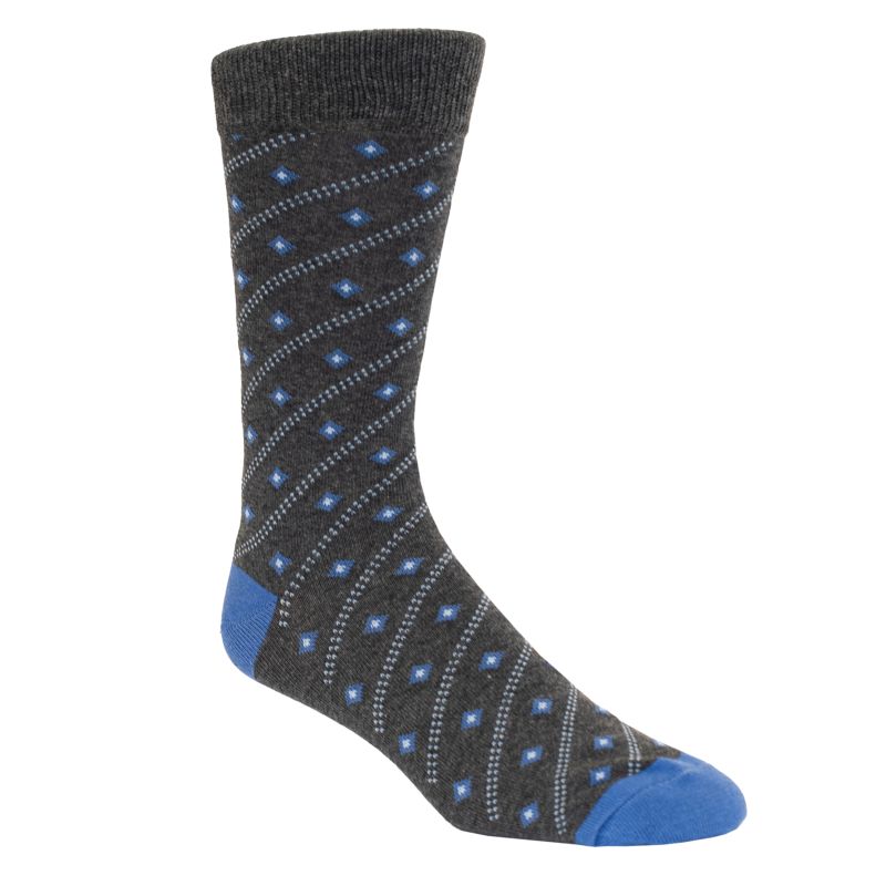 Hollywood Suit Dark Grey & Blue Geometric Cotton Blend Sock