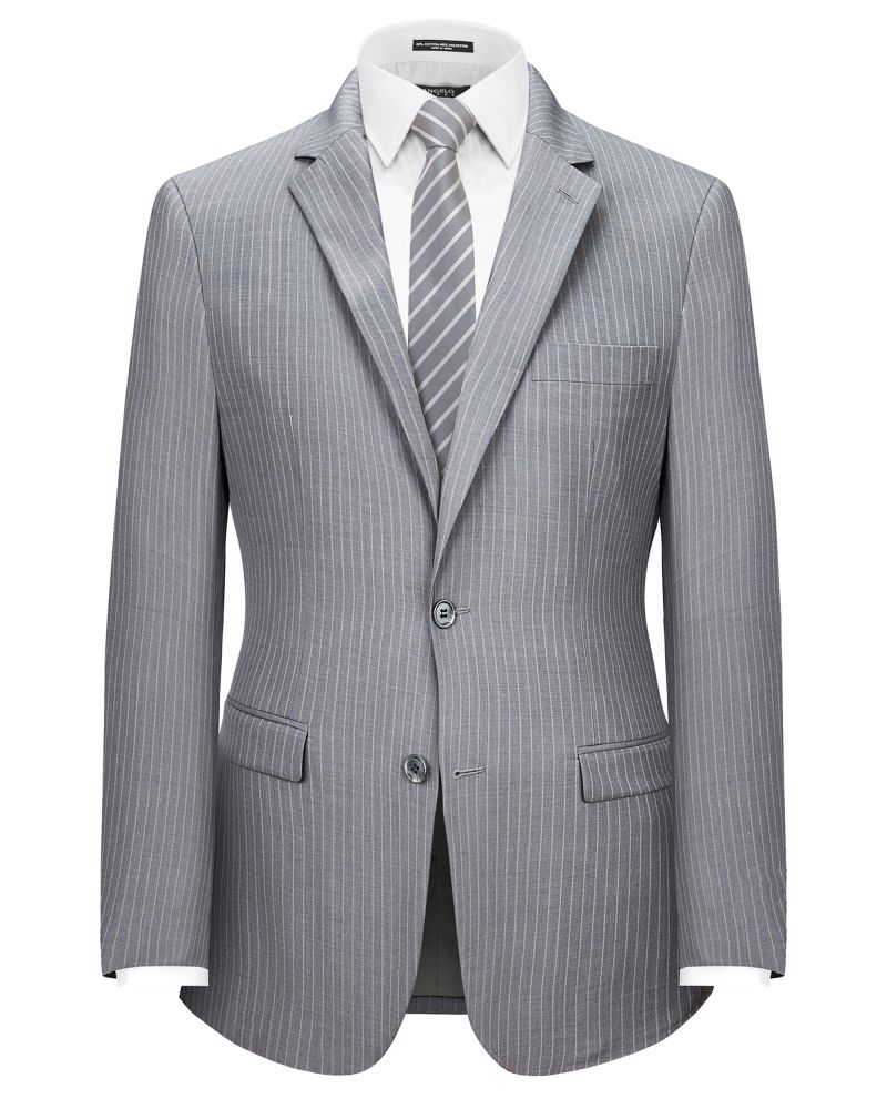 Hollywood Suit Cool Grey Narrow Pinstripe Performance Wool Modern Fit Suit