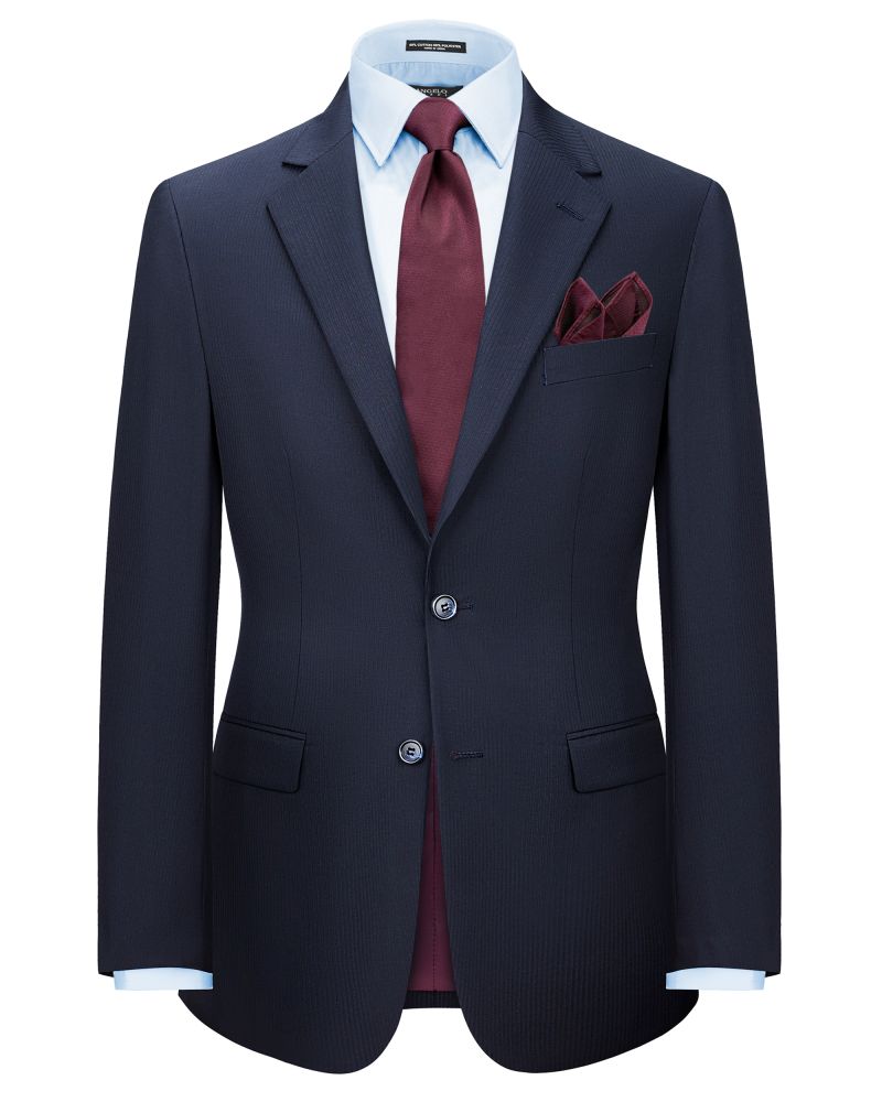 Hollywood Suit Navy Tonal Striped Wool & Silk Modern Fit Suit
