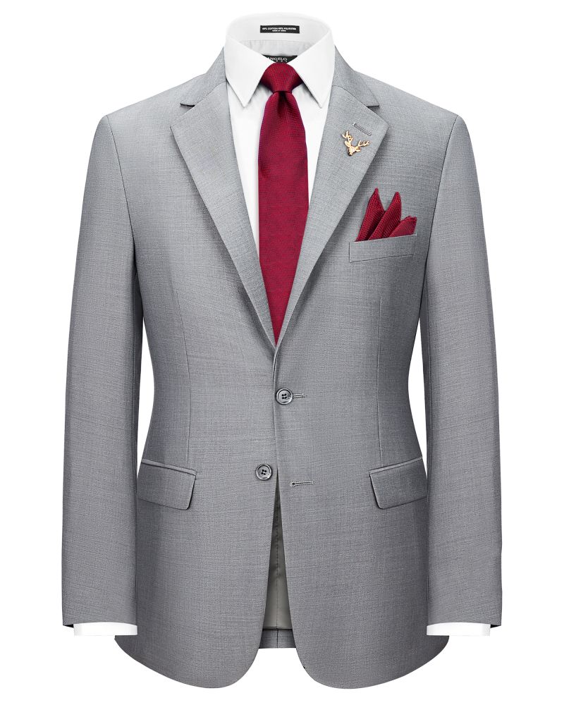 Hollywood Suit Grey Tic Weave Performance Wool Modern Fit Suit