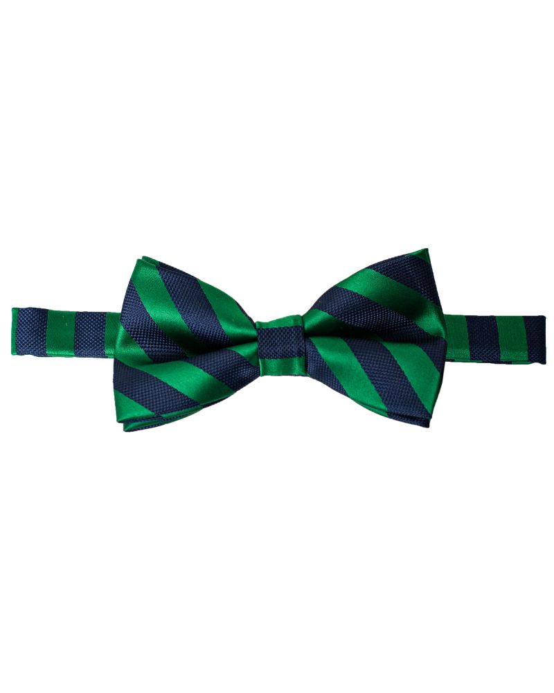 Hollywood Suit Green & Navy Striped Bow Tie