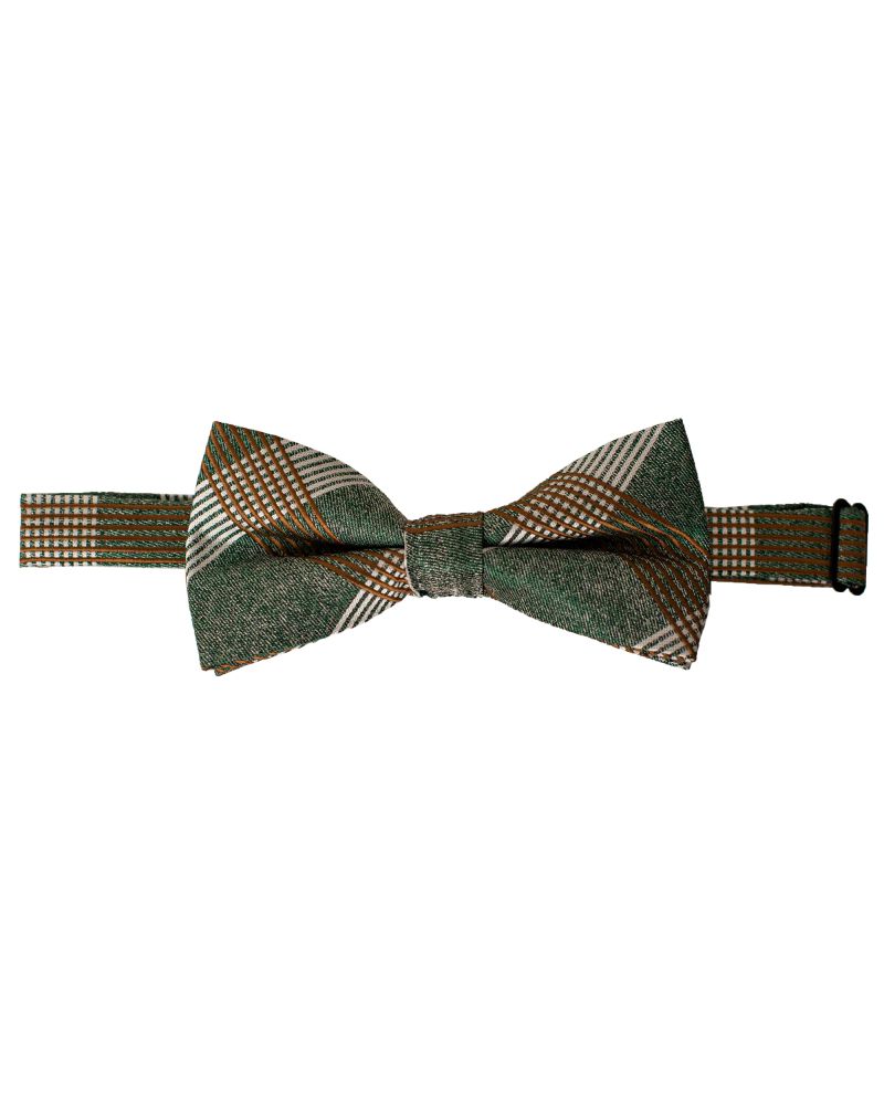 Hollywood Suit Light Green & Taupe Plaid Bow Tie