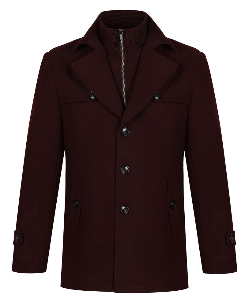 Cosani Sport Burgundy Modern Fit Peacoat with Removable Vested Collar