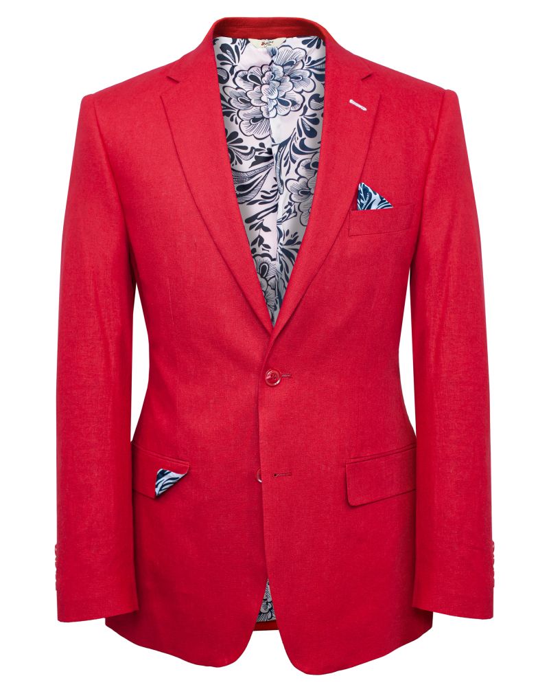 Sunday Joe Red Linen Blend Modern Fit Blazer