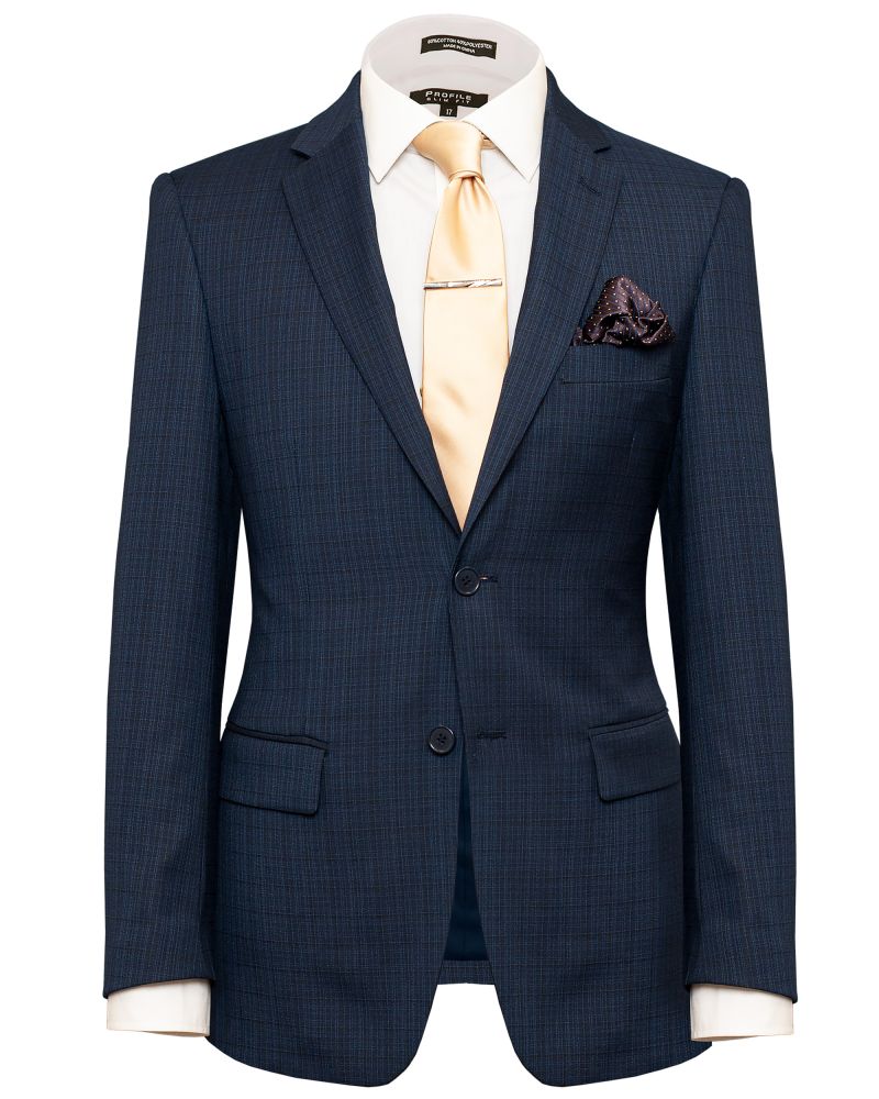 Hollywood Suit Navy Striated Windowpane Modern Fit Suit