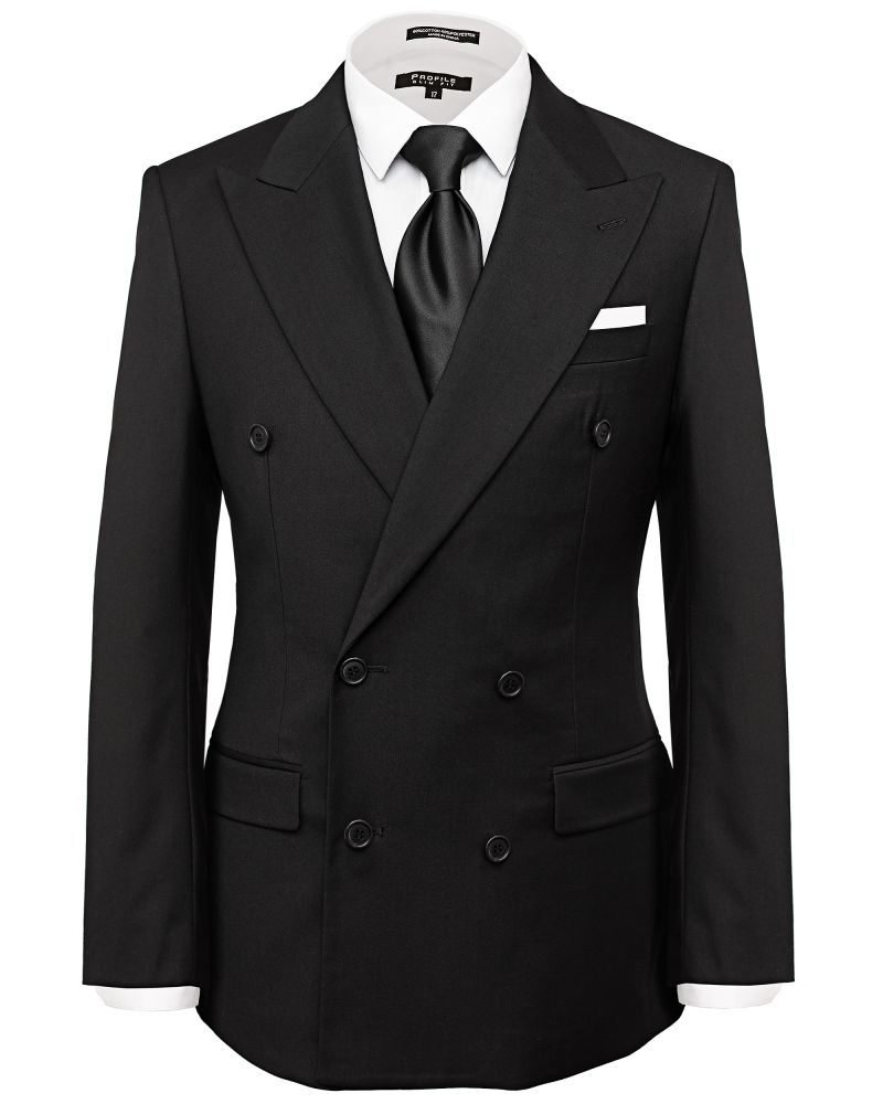 Hollywood Suit Black Tailored Fit Solid Double-Breasted Suit