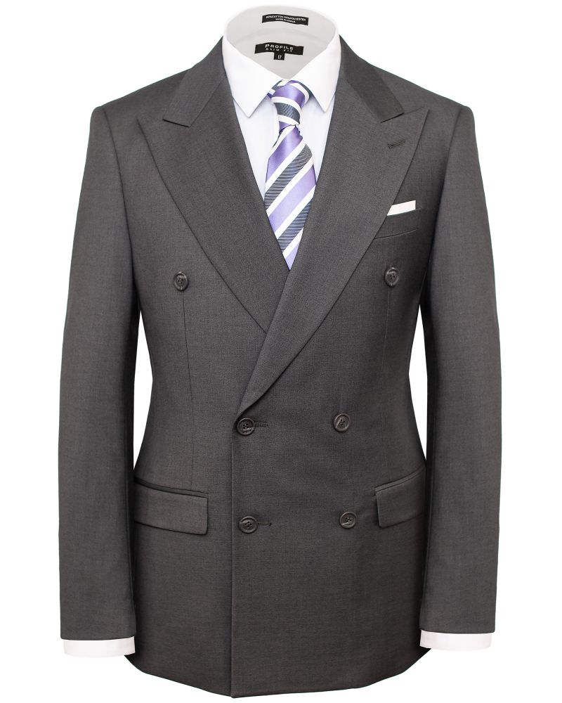 Hollywood Suit Charcoal Tailored Fit Solid Double-Breasted Suit