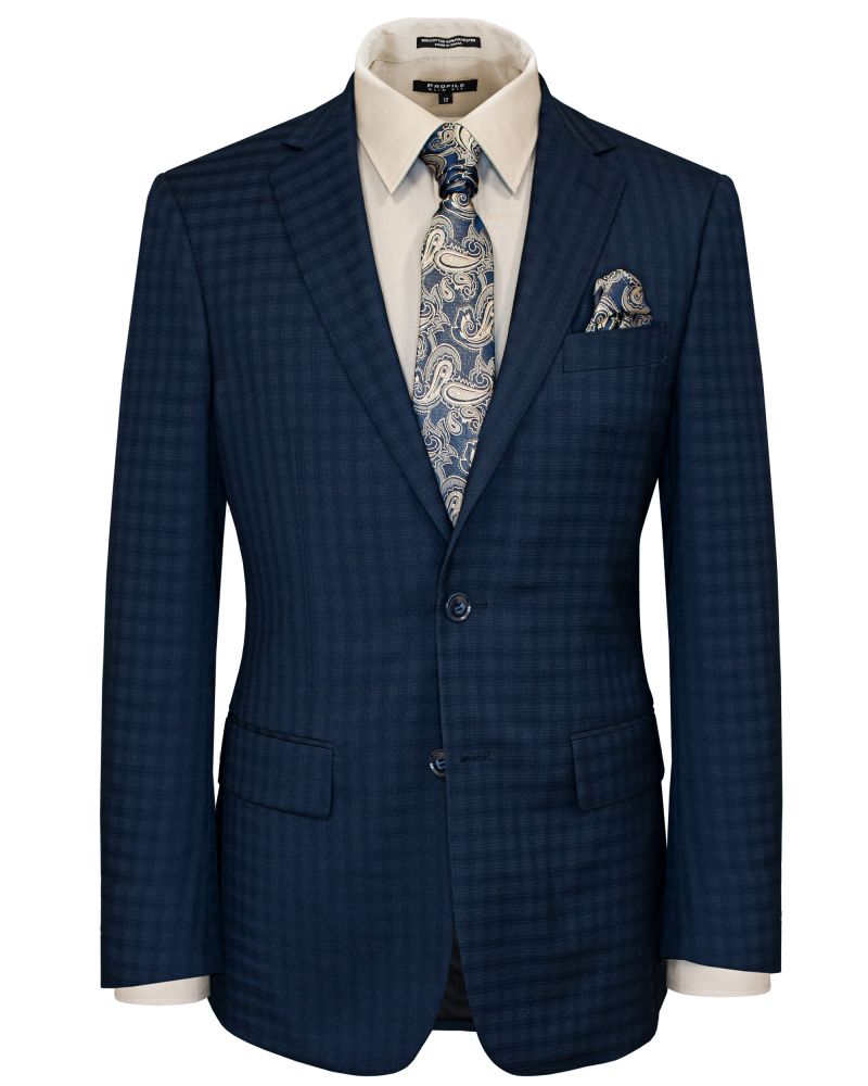 Hollywood Suit Navy Plaid Check Modern Fit Suit