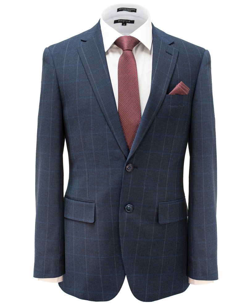 Hollywood Suit Blue Windowpane Slim Fit Navy Suit