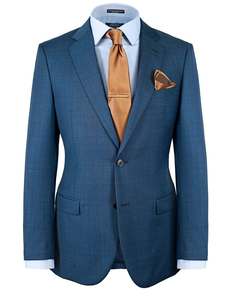 Hollywood Suit Blue & Orange Windowcheck Tailored Fit Suit