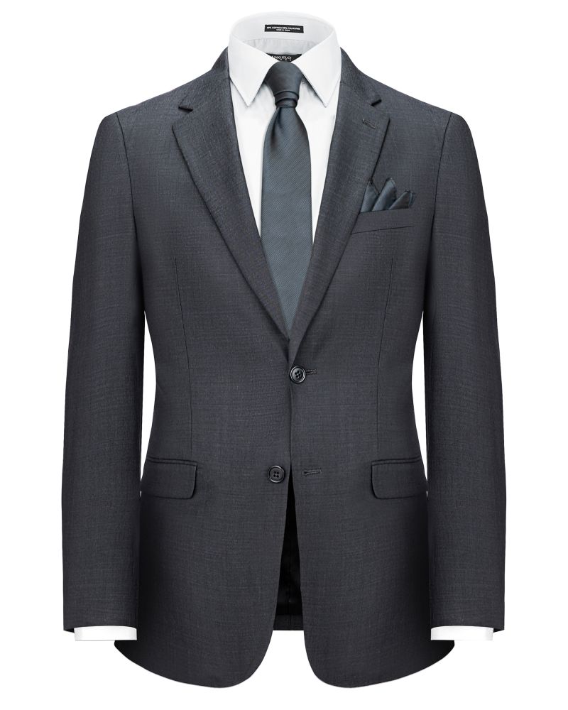 Hollywood Suit Charcoal Birdseye 100% Wool Tailored Fit Suit