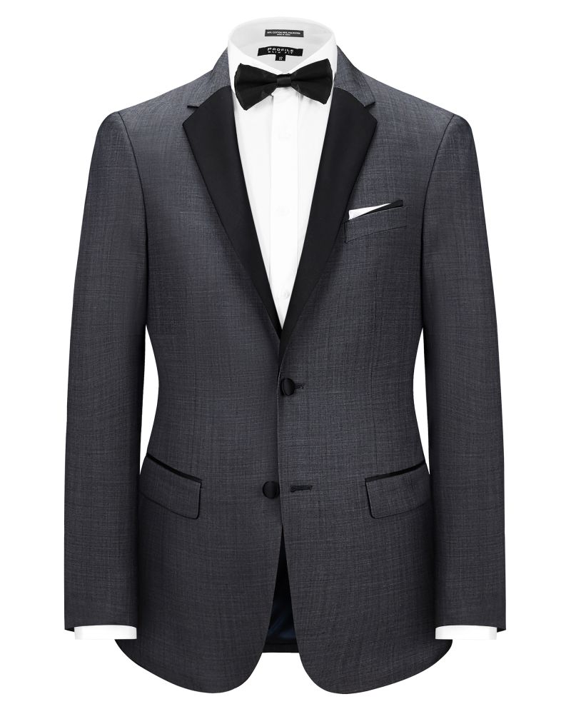 Hollywood Suit Charcoal & Black Performance Wool Tailored Fit Tuxedo