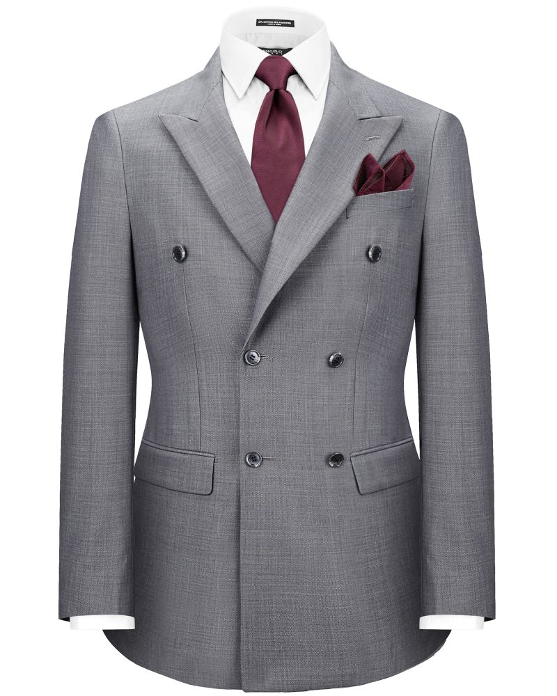 Hollywood Suit Grey Performance Wool Double-Breasted Tailored Fit Suit