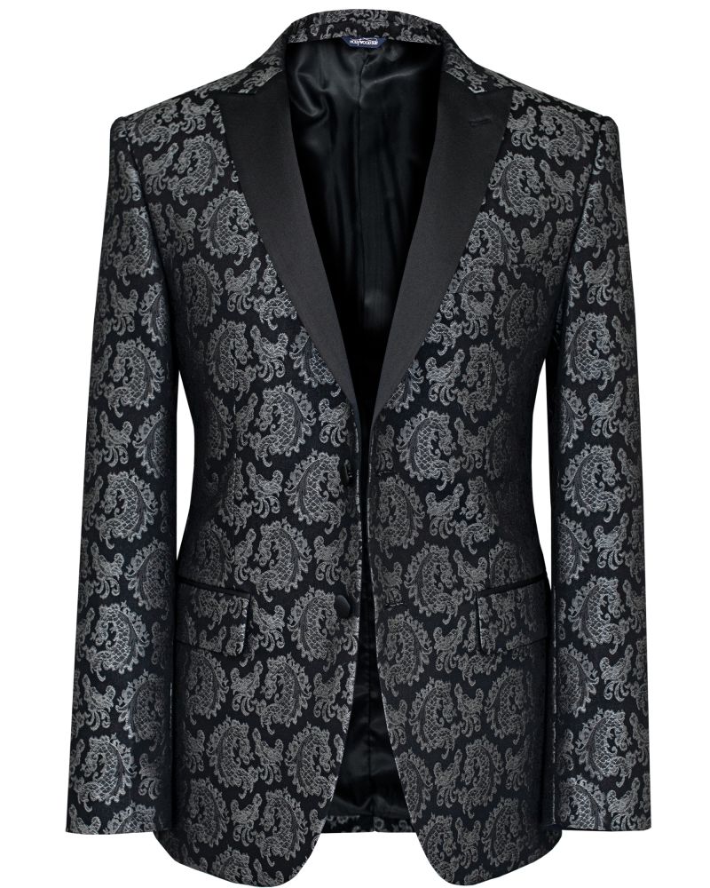 Hollywood Suit Black Paisley Print Dinner Jacket