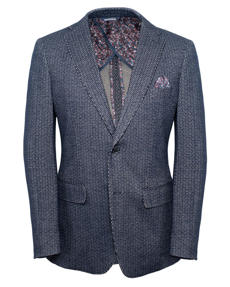 Hollywood Suit Blue Deconstructed Knit Blazer