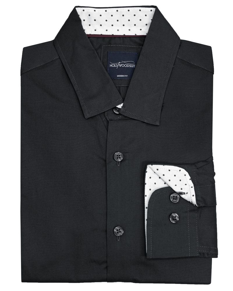 Hollywood Suit Black Polka Cuff Dress Shirt