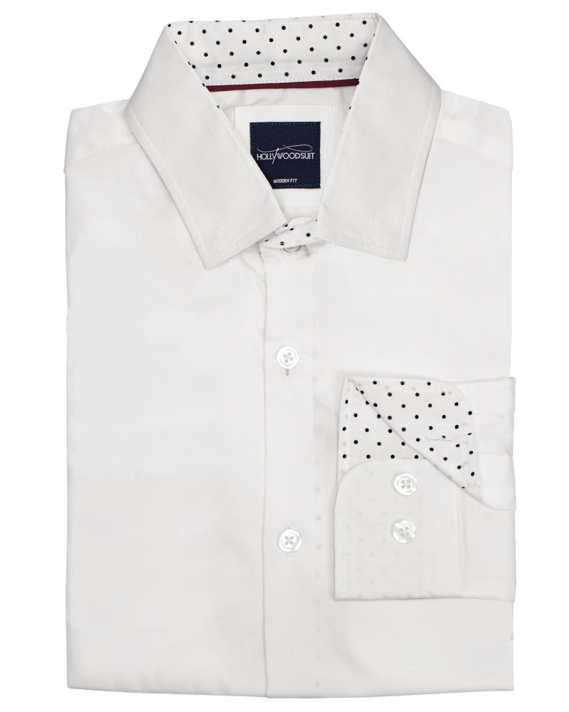 Hollywood Suit White Polka Cuff Dress Shirt