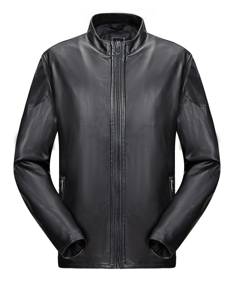 George Austin Sleek Vegan Leather Black Bomber Jacket