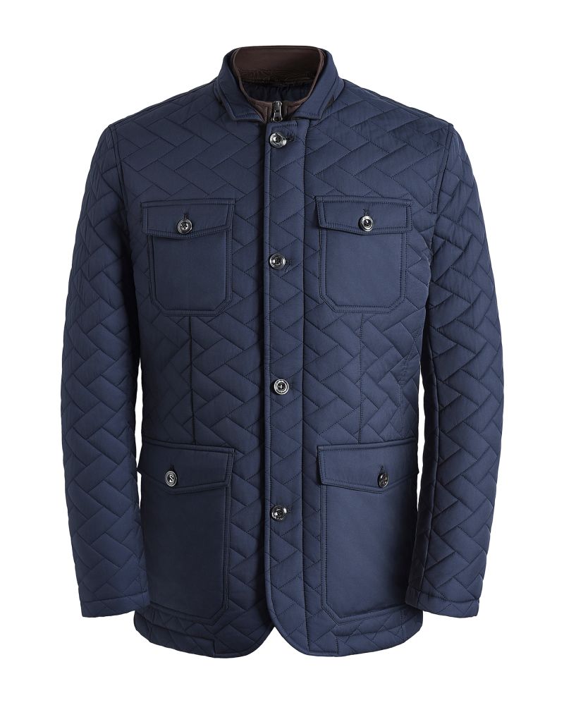 George Austin Water Resistant Navy Puffer Jacket with Removable Collar Vest