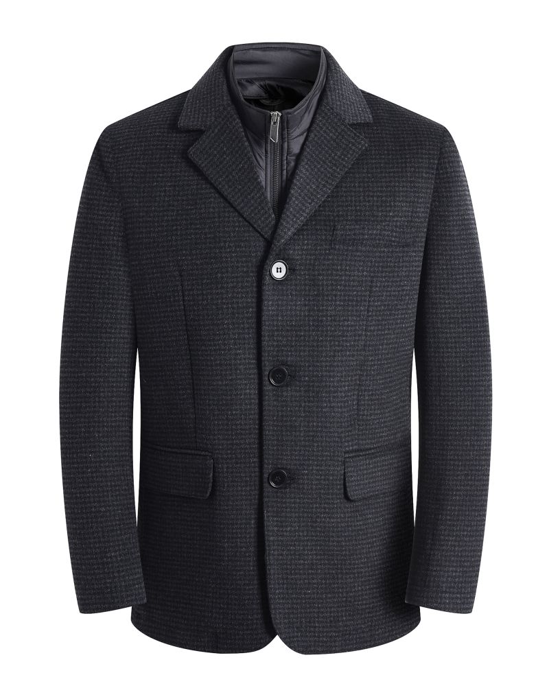 George Austin Charcoal Casual Car Coat with Removable Collar Vest