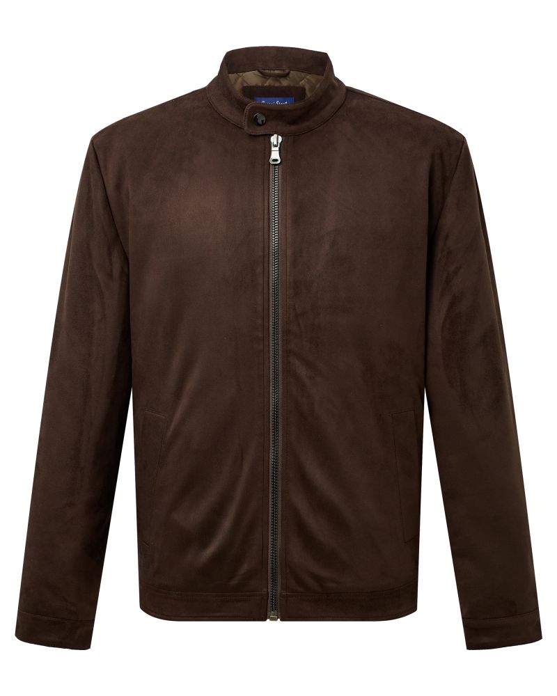Cosani Sport Brown Faux Suede Zippered Bomber Jacket