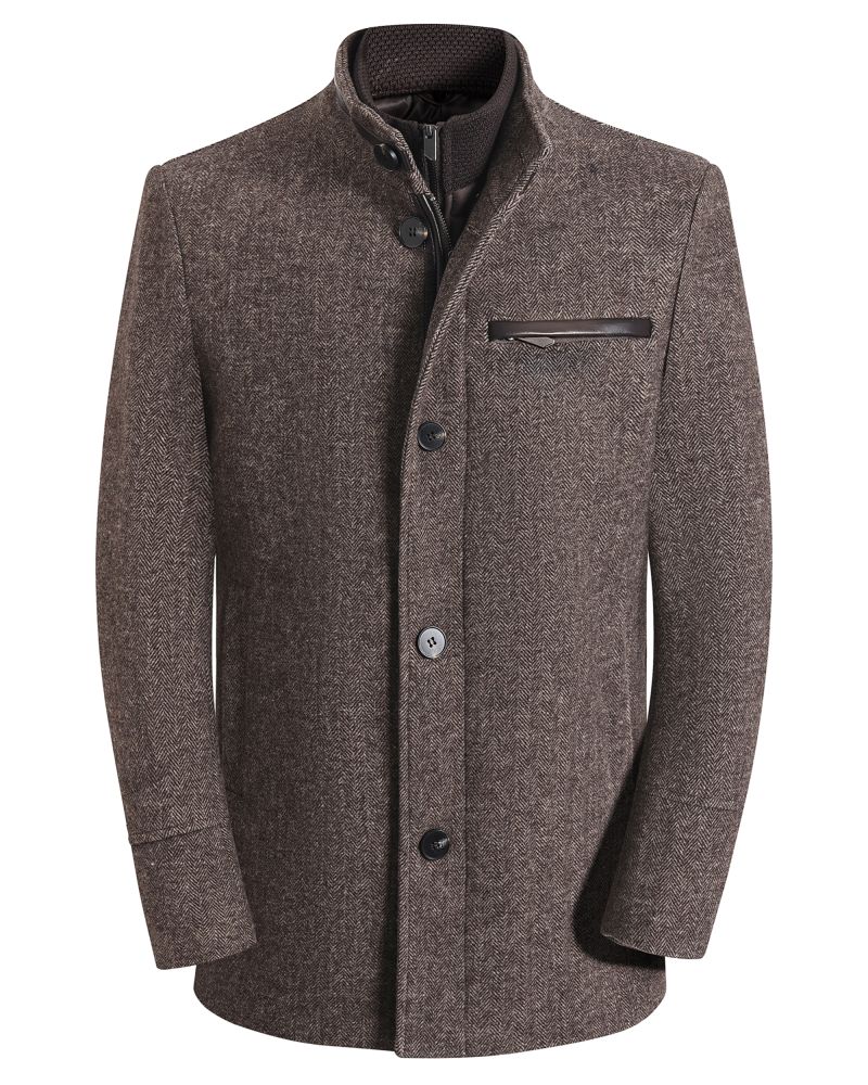 George Austin Brown Wool Blend Modern Fit Carcoat