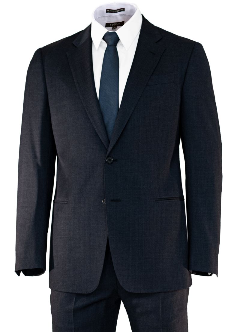 Armani Collezioni Navy Mini Graph Textured Modern Fit Suit