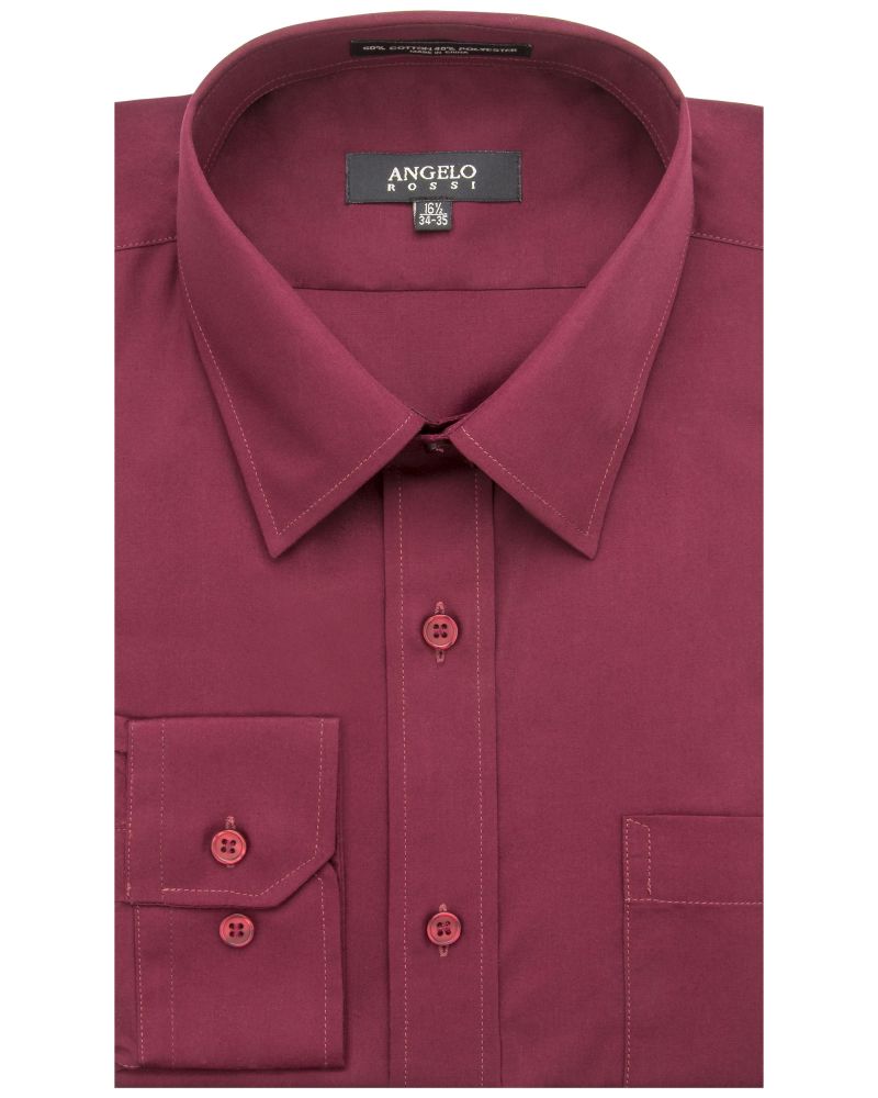Angelo Rossi Burgundy Modern Fit Dress Shirt