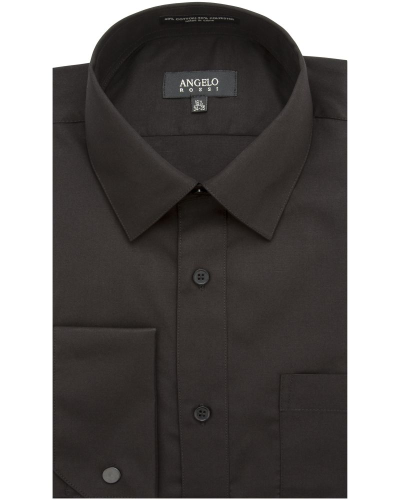 Angelo Rossi Black French Cuff Modern Fit Dress Shirt