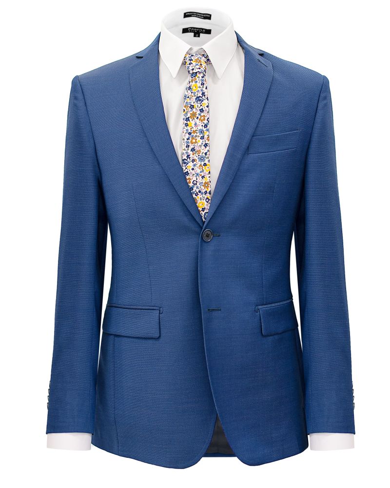 Salvatore Lorente Sharkskin Italian Wool Light Blue Suit