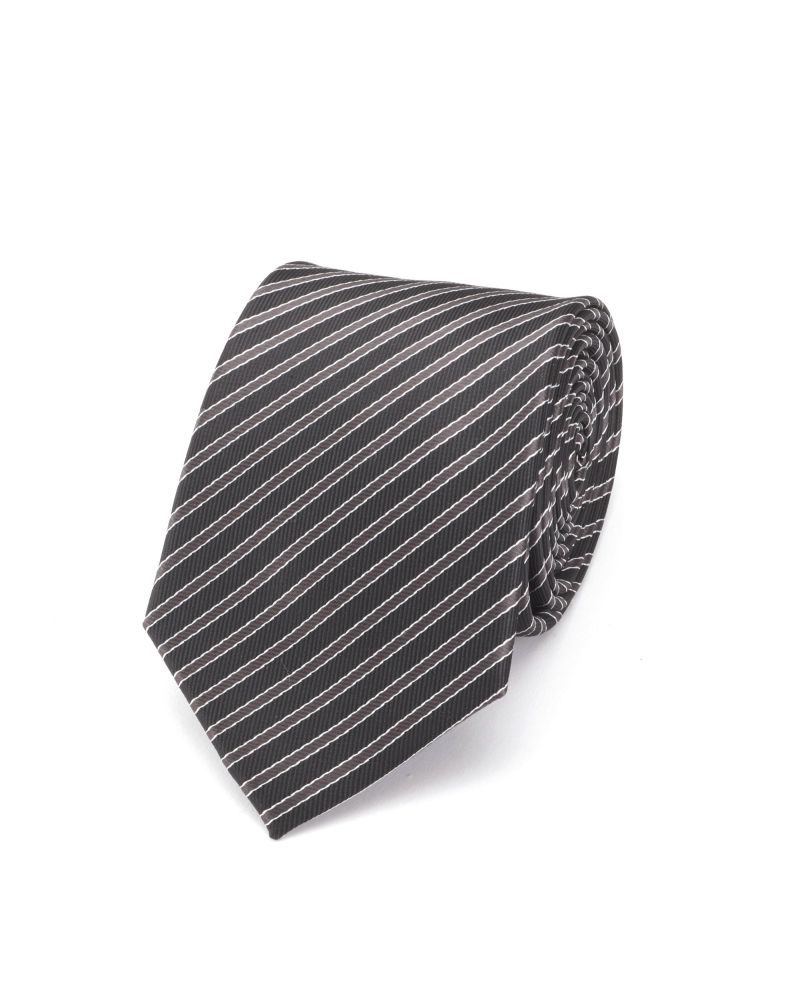 Angelo Rossi Black Bold Outline Multi Striped Contrast Tie
