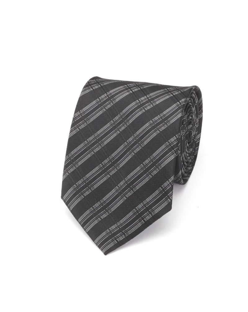 Angelo Rossi Black Plaid Crosshatch Tie