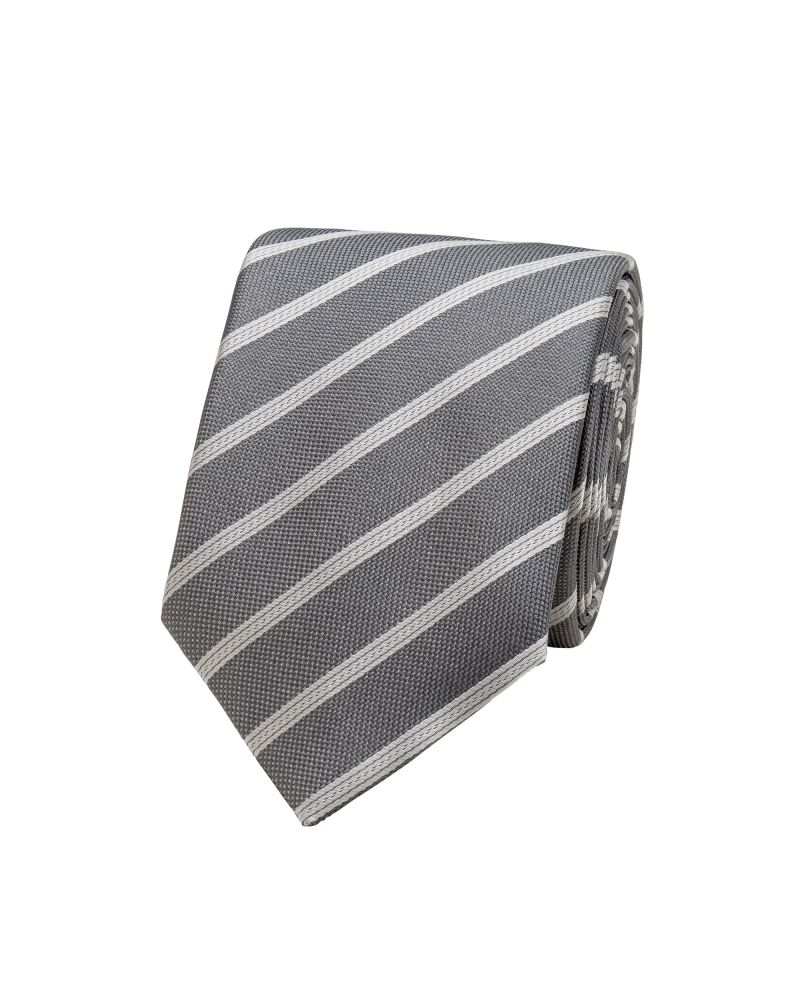Profile Silver Weave Ribbon Striped Tie