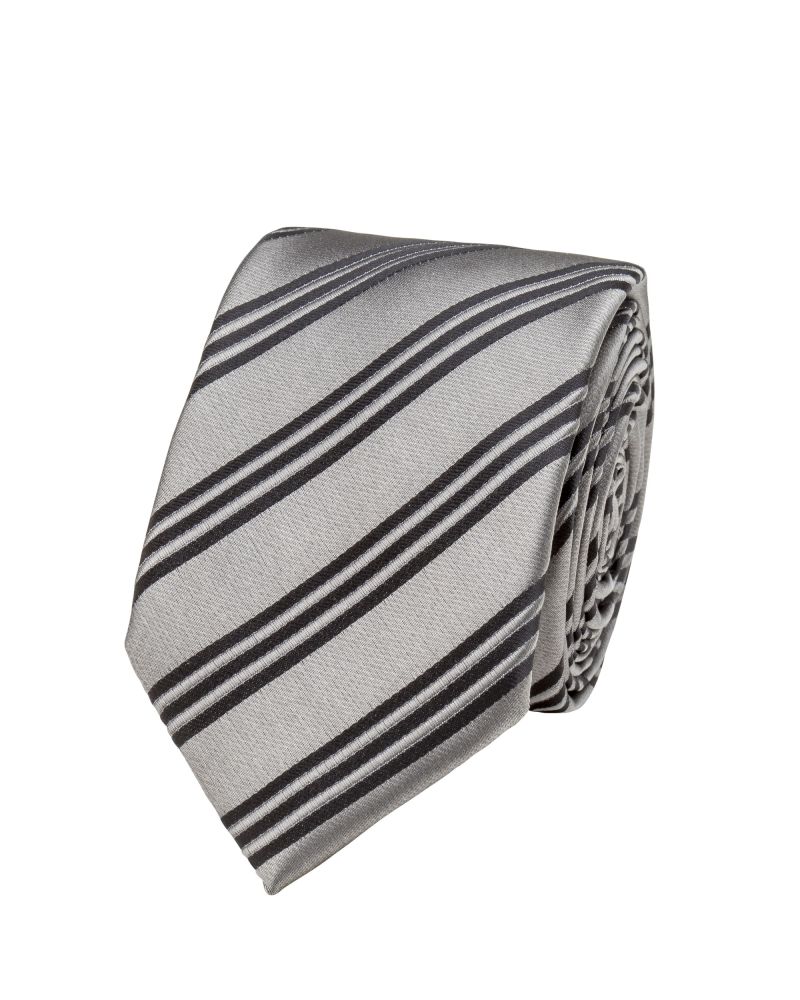 Profile Charcoal Silk Regimental Striped Tie
