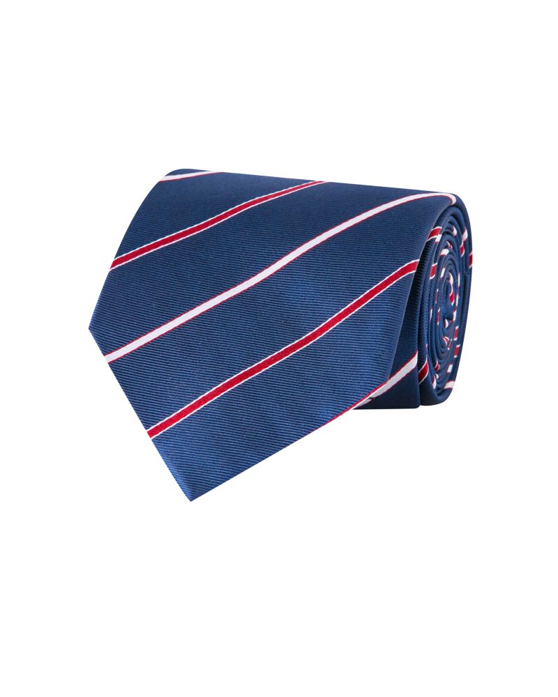 Giorgio Cosani Navy Thin Regimental Stripe Silk Tie