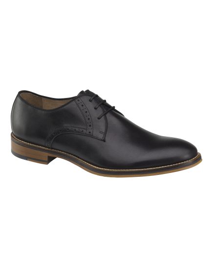 Johnston & Murphy Black Leather Oxford Conard Plain Toe Dress Shoe