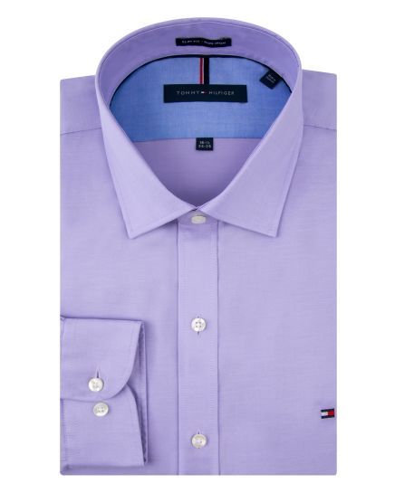 Tommy Hilfiger Slim Fit Pinpoint Lilac Dress Shirt