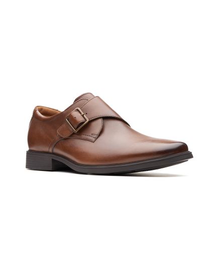 Clarks Leather Tilden Style Plain Toe Dark Tan Shoe