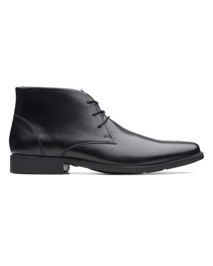 Clarks Tilden Top Plain Toe Black Leather Boot
