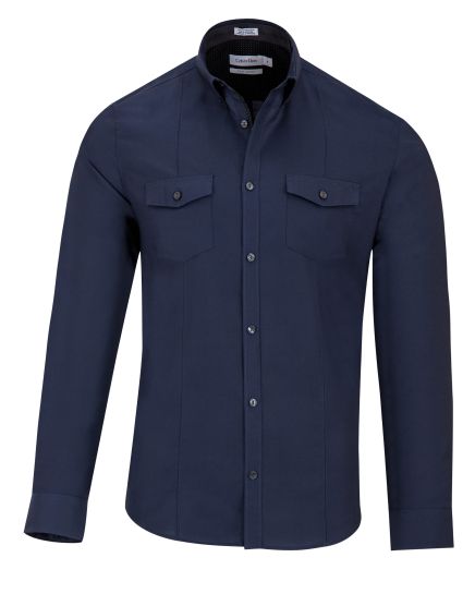 Calvin Klein Long Sleeve Chest Pocket Woven Black Iris Sport Shirt