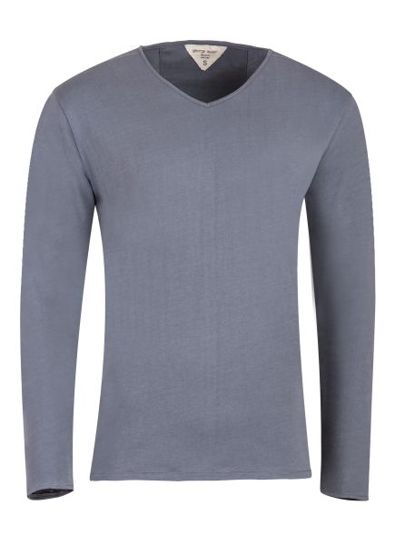 George Austin Medium Grey Long Sleeve V-Neck T-Shirt